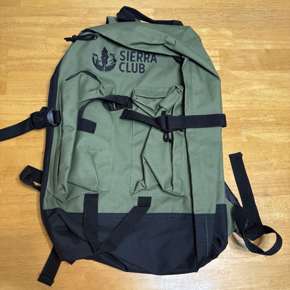 Sierra Club Backpack Rucksack Bookbag Olive Green Lightweight 17.5"x12.5"x6"